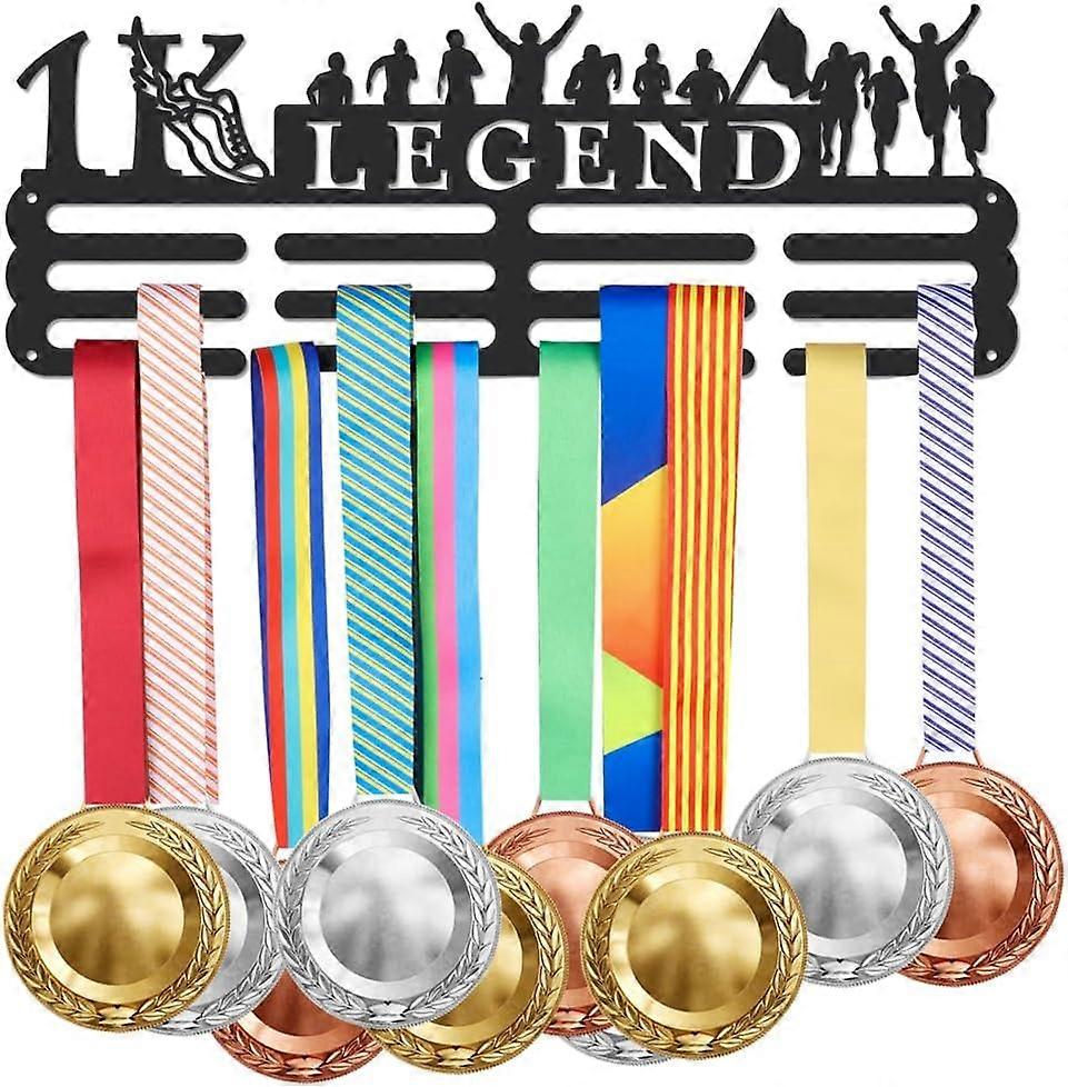 1K Legend Run 1000 Miles Challenge Medal Medal Hook Display Running Wall Rack Frame Shelf Awards Ribbon Holder Display Rack for 60 Medals Athlete Gift