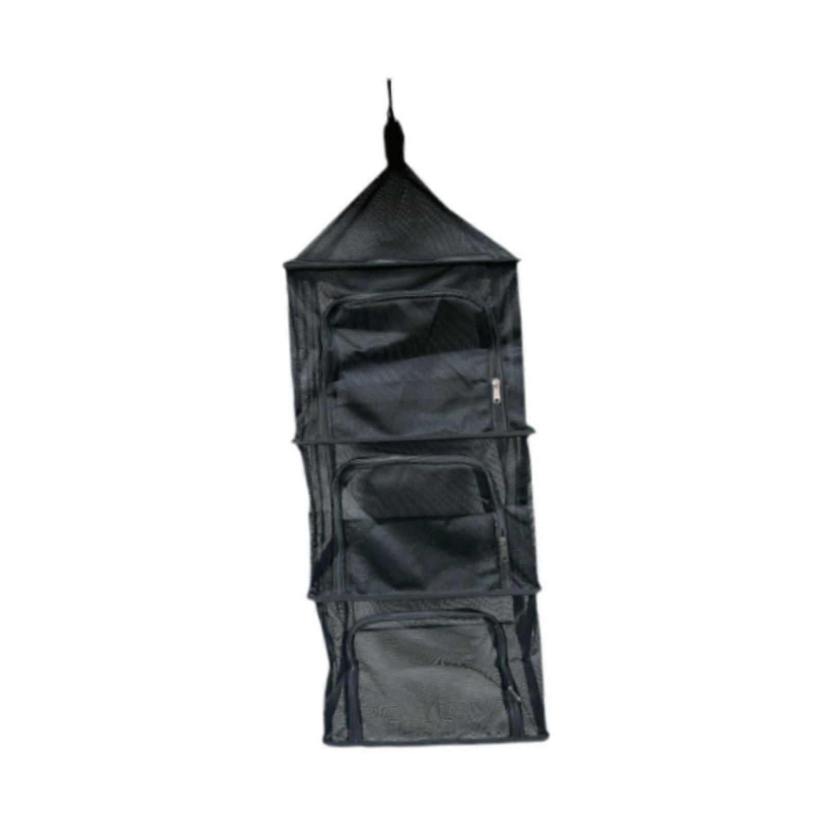 Hanging Mesh Net Dryer Foldable Hanging Dryer Rack for Seafood Picnic Closet black