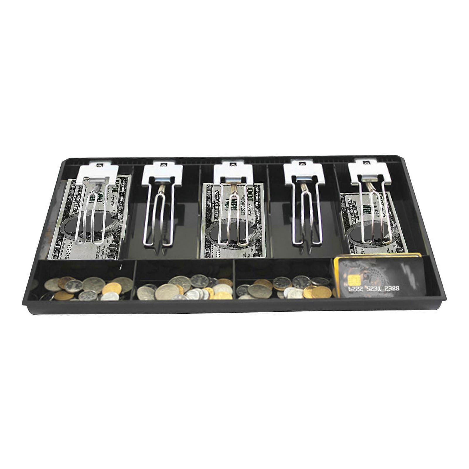 Cash Register Drawer Insert Tray with Multi Compartments Money Storage Box Durable Construction Arc-shaped Design Multiple Dividers