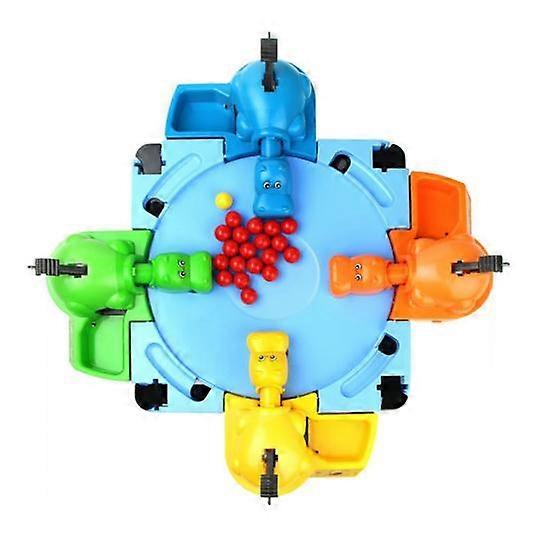 1 Set Hungry Hippo Game with 20 Beads Stress Relieve Burr Free Universal Gluttonous Feeding Family Gathering Party Toy for Pub