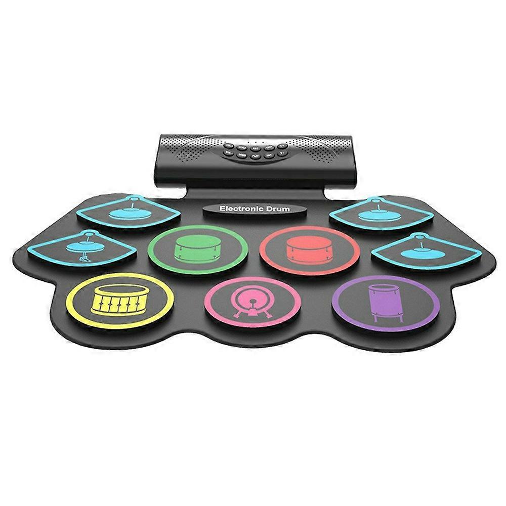 MD862 Double Speaker Rechargeable Portable Roll-Up 9 Pads Electronic Drum