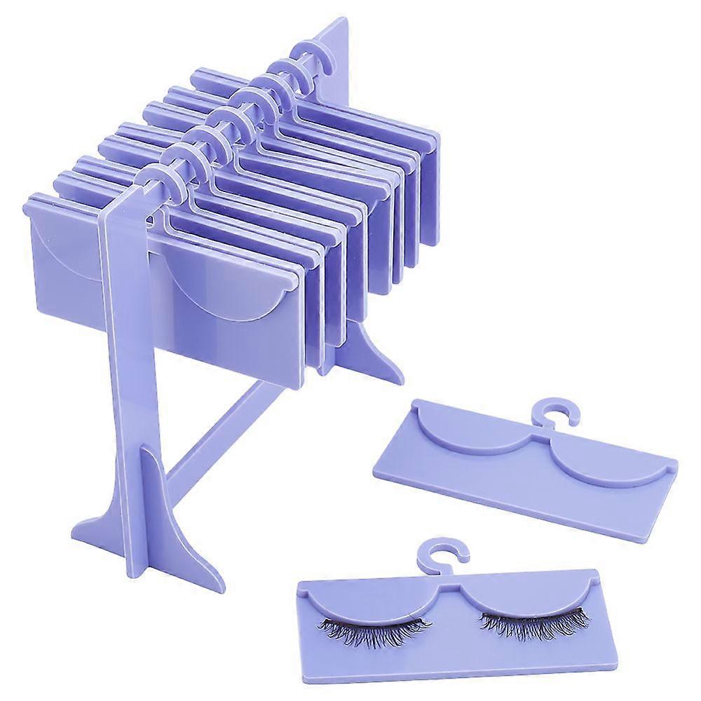 Acrylic False Eyelash Display Holder with 10 Hanger Try On Case Lashes Display Board Lilac 4.5x14x13.2cm