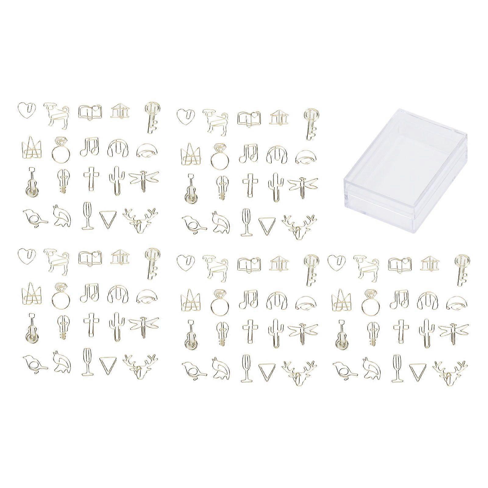 100pcs Paper Clip Gold Series Metal Electroplating Processing Rust Proof Creative 20 Shapes Paper Marking Clip for Bookmarks Photo Clips