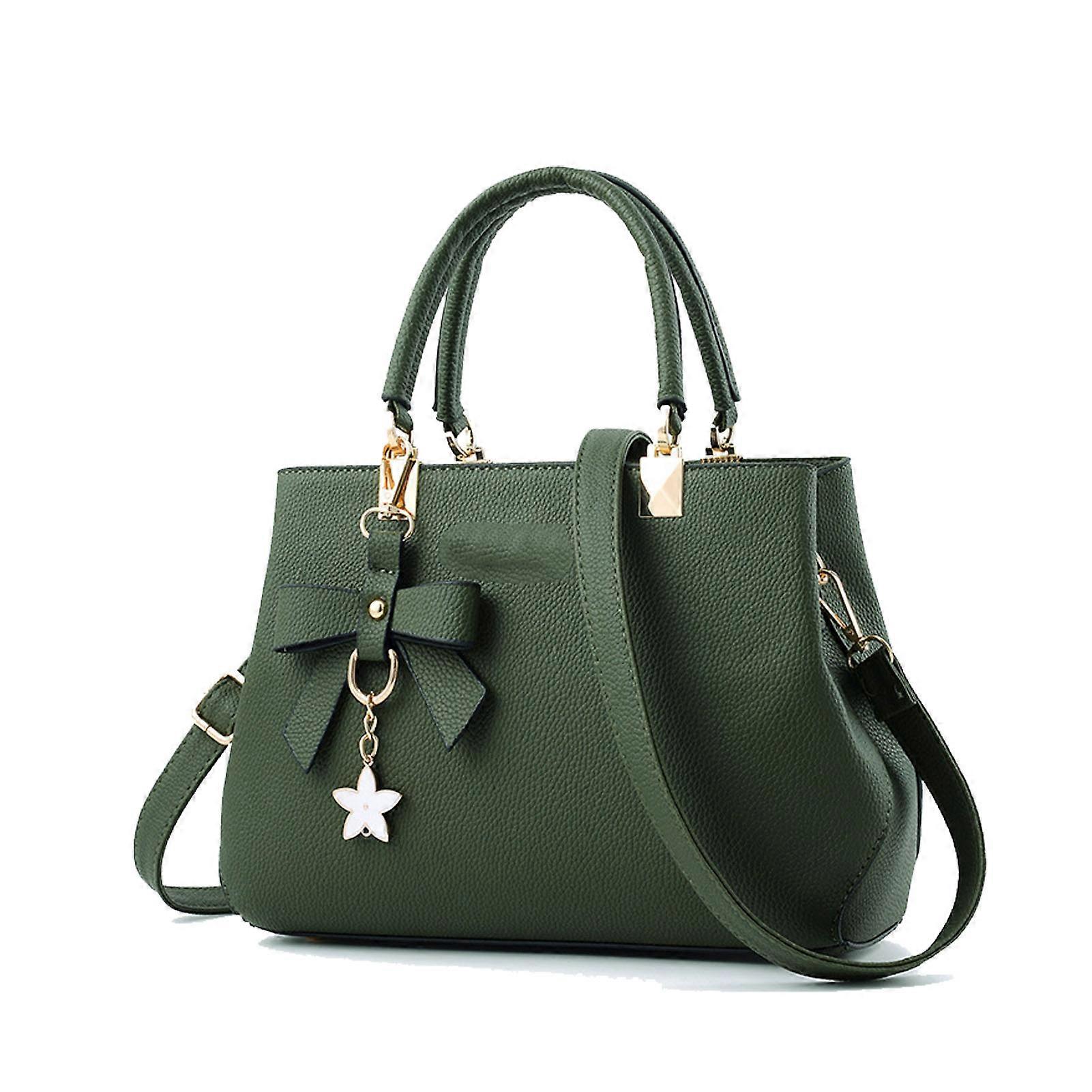 PU Shoulder Handbag Large Capacity Stylish Handbag Green Free Size