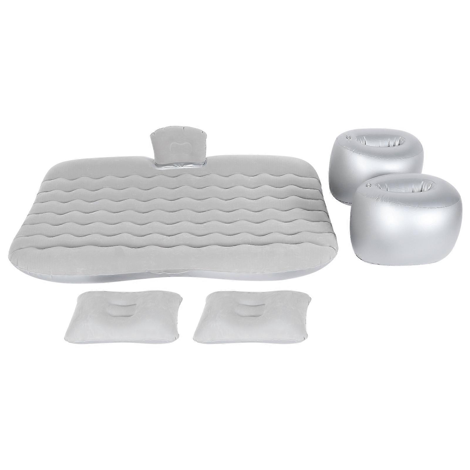 Gray PVC Flocking Inflatable Air Mattress for Car/SUV Long Trips, Portable Soft Split Sleeping Rest Cushion