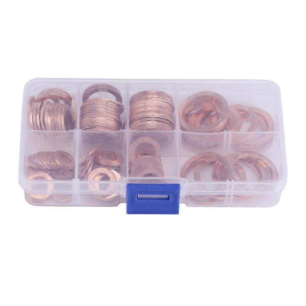120Pcs 8 Sizes Solid Copper Washers Sump Plug Assortment Hardware Contained in Plastic Box