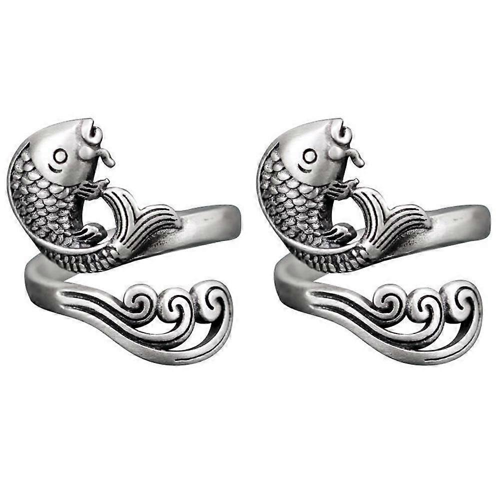 2-Piece Fidget Spinning Rings, Adjustable Open Finger Rings