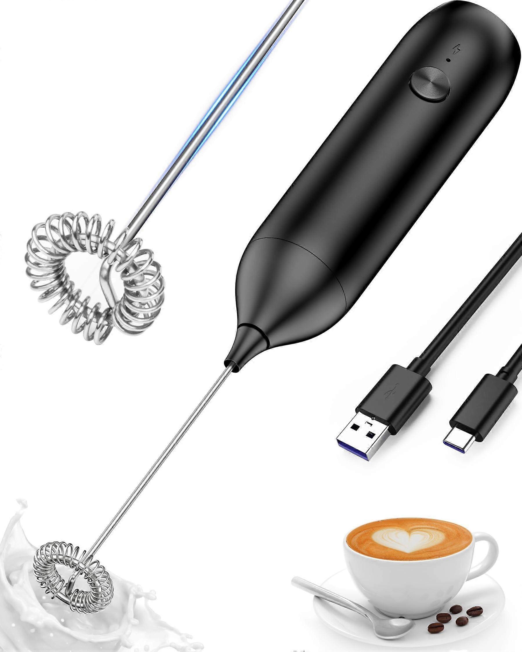 USB-C charging milk frother, stainless steel stirring head, suitable for coffee, latte and protein drinks
