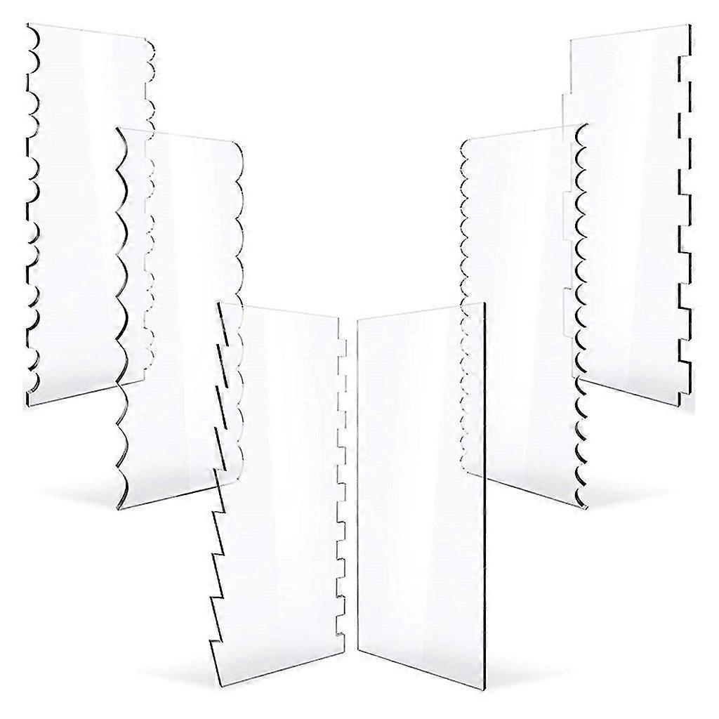 6Pcs Clear Acrylic Cake Scraper Set Decorating Contour Comb Smoother Baking Tool