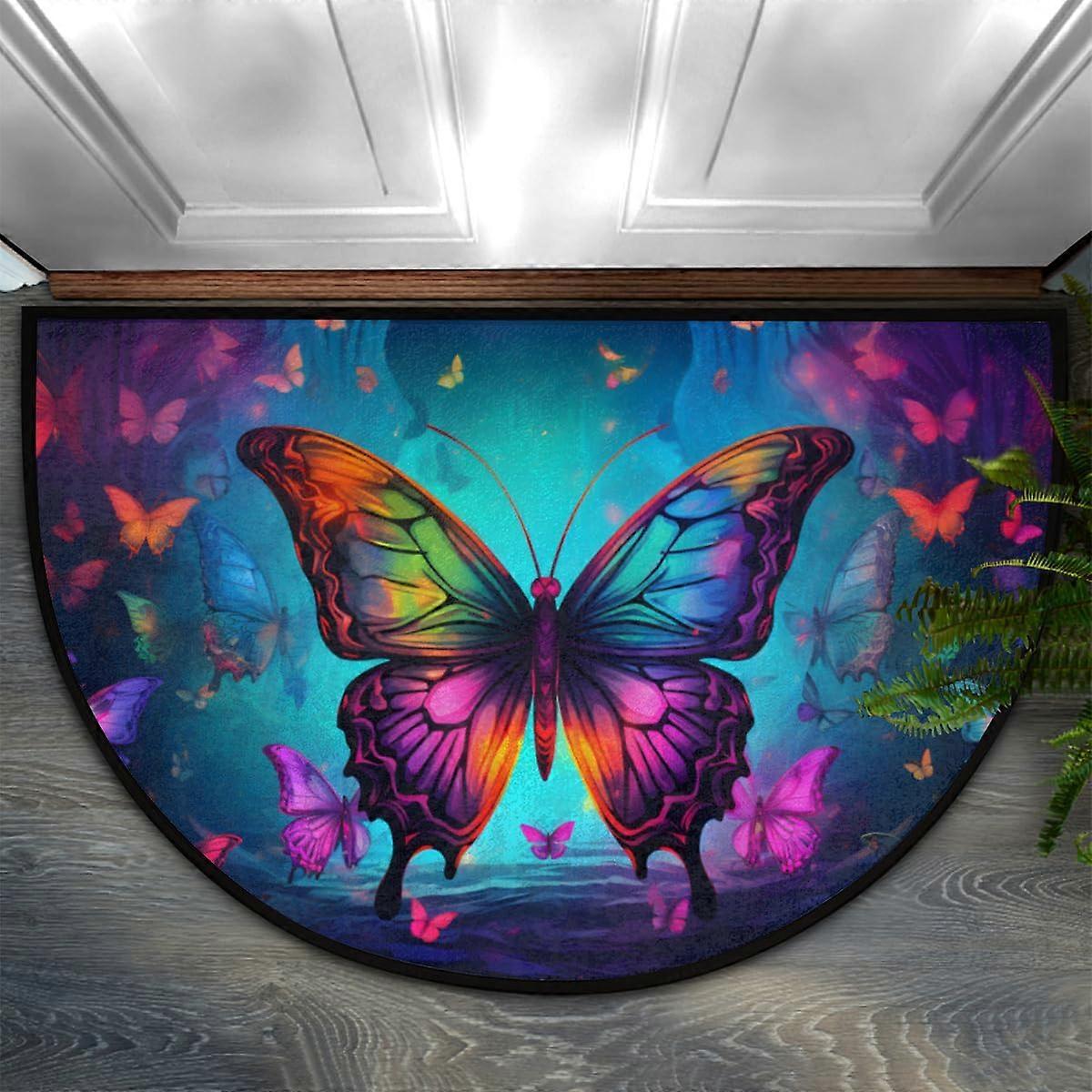Butterfly Night Sky Half Round Doormat, 36x24 Inch