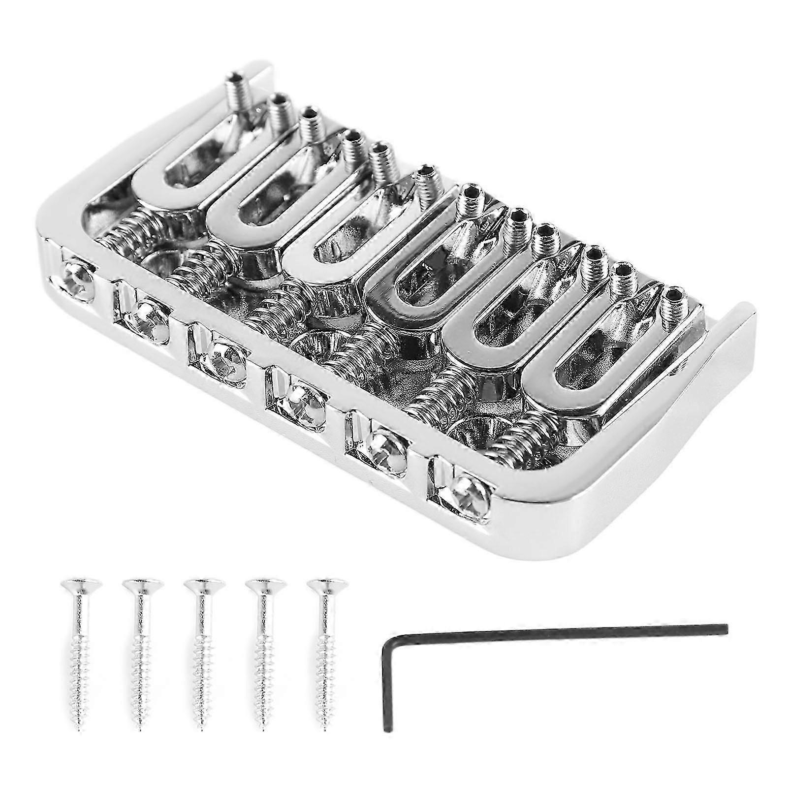 Electric Guitar Fixed Bridge Metal Adjustable Professional Guitar Fixed Bridge Replacement Silver with Silver Screws