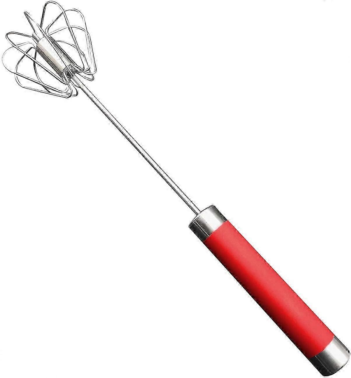 Hand Push Egg Whisk, Stainless Steel Whisk Blender for Home, Versatile Tool for Egg Beater, Milk Frother, Hand Push Mixer Stirrer(10 inch, Red)