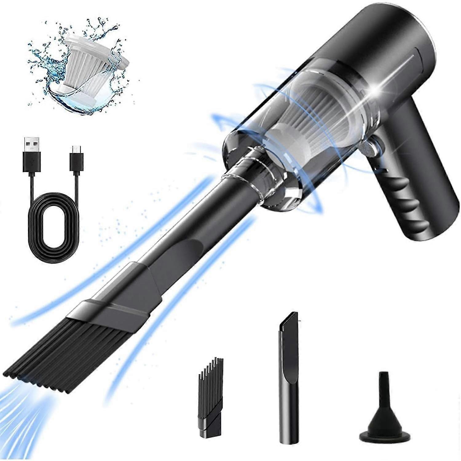 suitable for Handheld Vacuum Cleaner with Side Brushes - Cordless, 1200mAh USB Rechargeable Lithium Battery, 3KPa Powerful Suction, Blow/Suction Funct