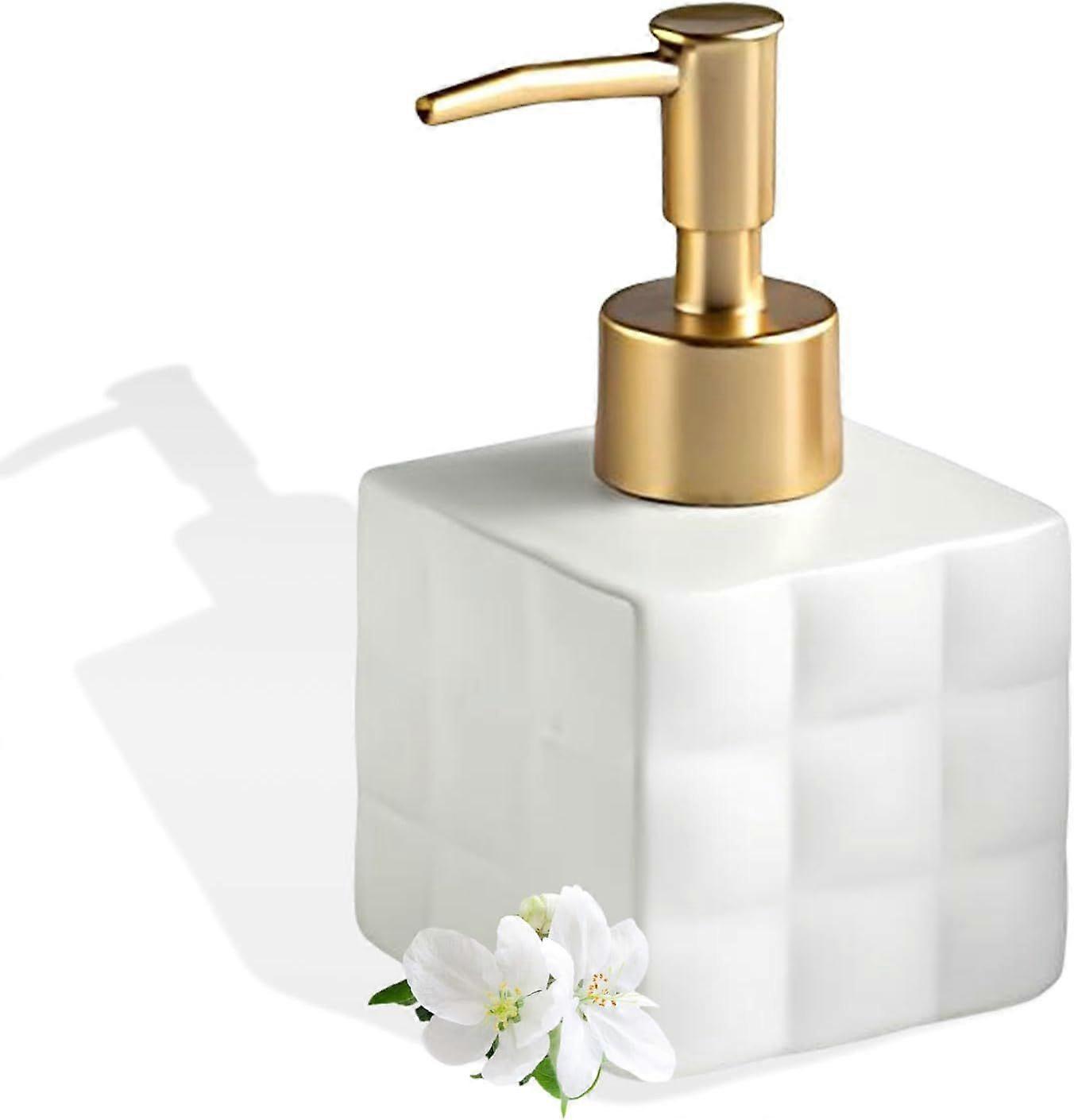 Hand Soap Dispenser Dish Cube Soap Dispenser Countertop 7.44 FL OZ. /220 ML Hand Lotion Pump Bottle Ceramic Lotion Container Liquid Hand Soap Jar Sho