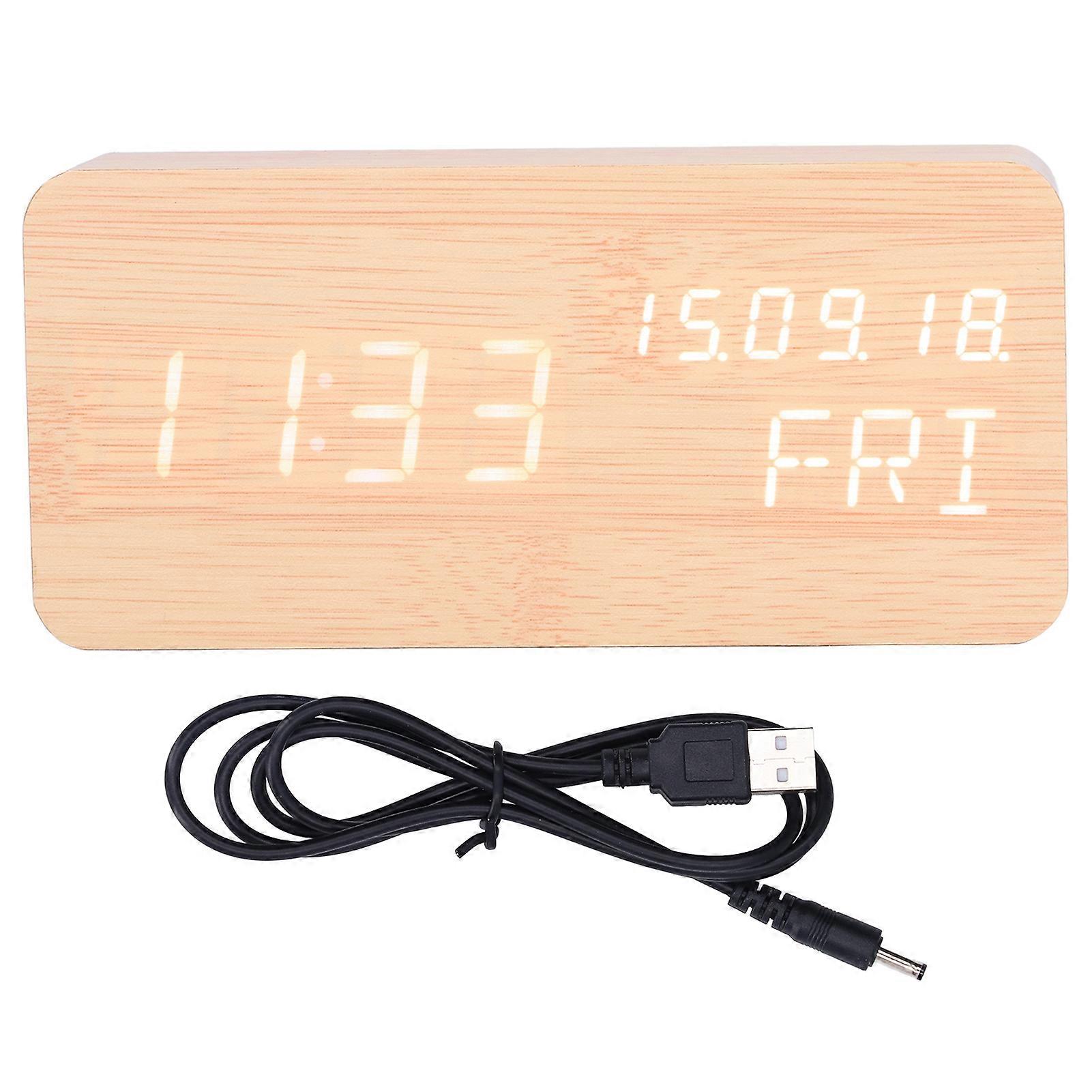Digital Alarm Clock Wooden Alarm Clock With Sound Control 3 Brightness Levels For Living Room And Office