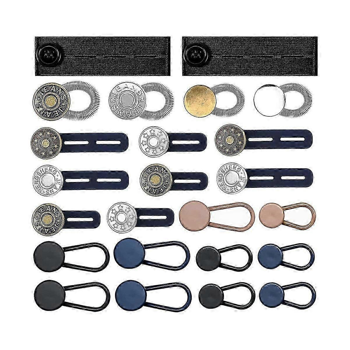 Adjustable Elastic Jeans Waistband Extender, 6-Size Stretch Button for Men & Women