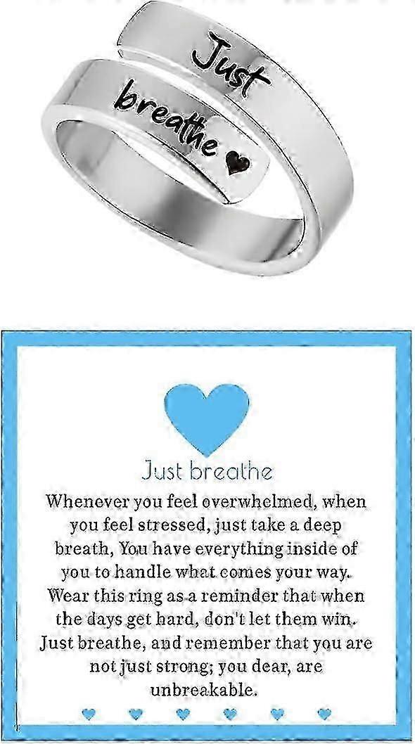 Hjerte Bare pust ringer for kvinnerRustfritt stål justerbar ringHjertehåp gravert oppmuntre ringsmykker