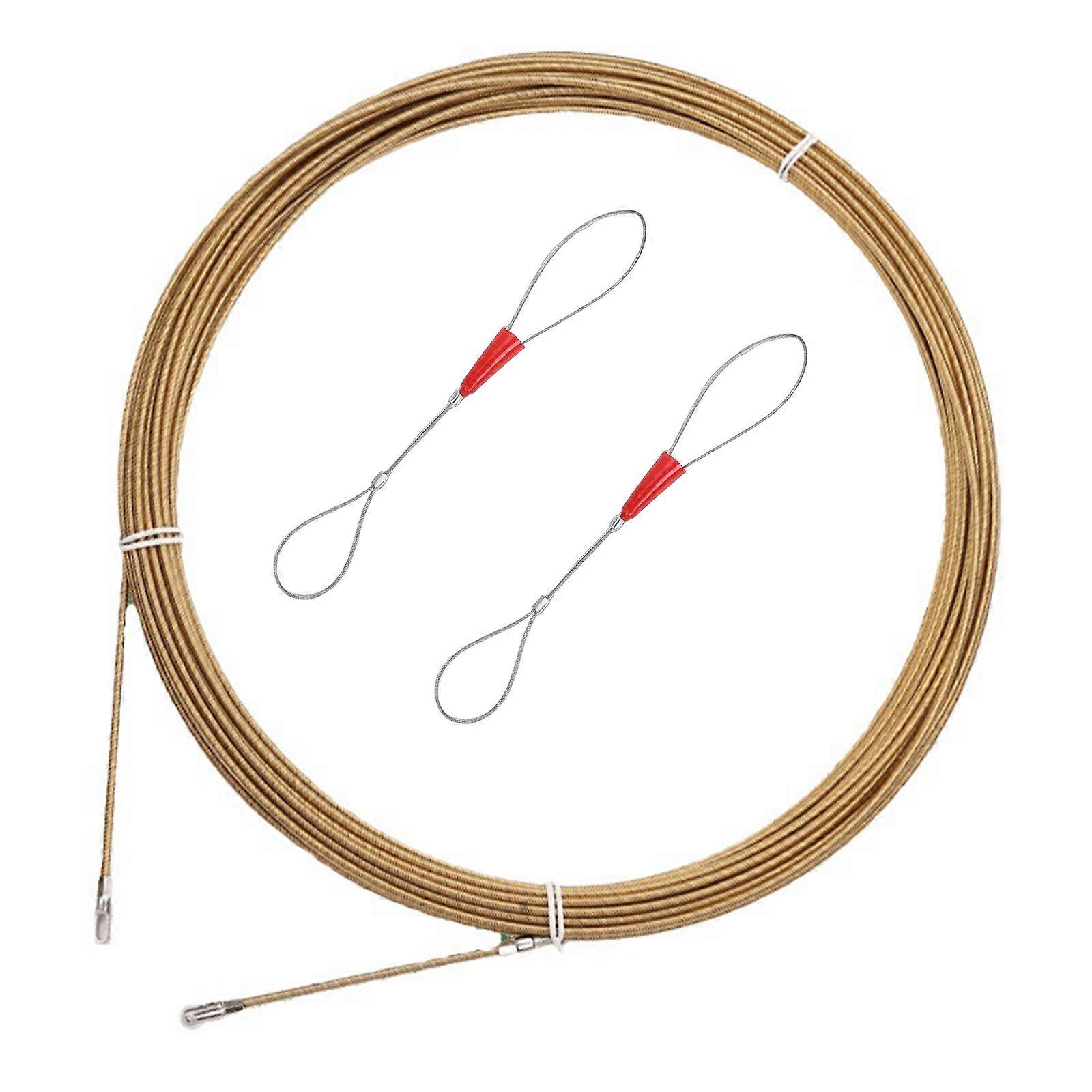Spring Wire Pulling Aid with Flat Tip and 2 Organizing Straps for Home and Office Use  10 m