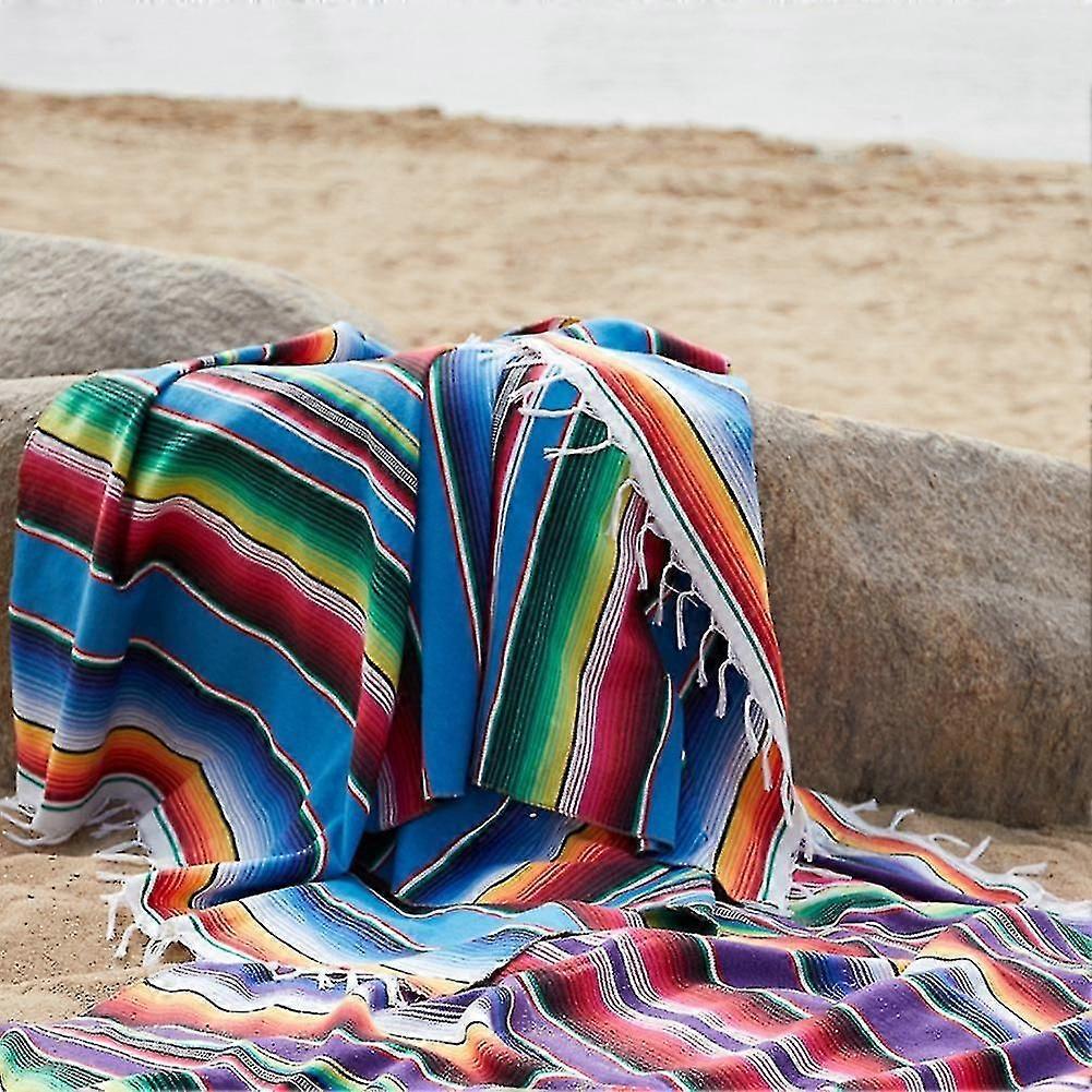 بطانية مكسيكية Sarape نزهة البساط رمي مفرش المائدة الساخن رود لحفلة اليوغا ، 120x180cmc