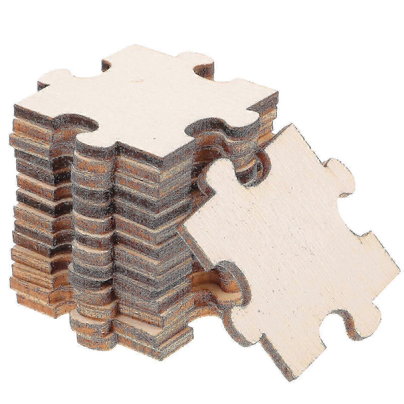 100pcs Blank Puzzle Pieces Unfinished Wood Puzzle Color Your Own Puzzles For Kids