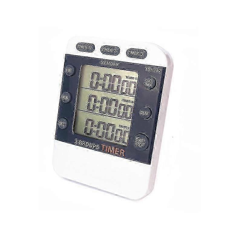 3-Channel Cooking Timer with Stopwatch Large Display, Adjustable Alarm, Magnetic Design