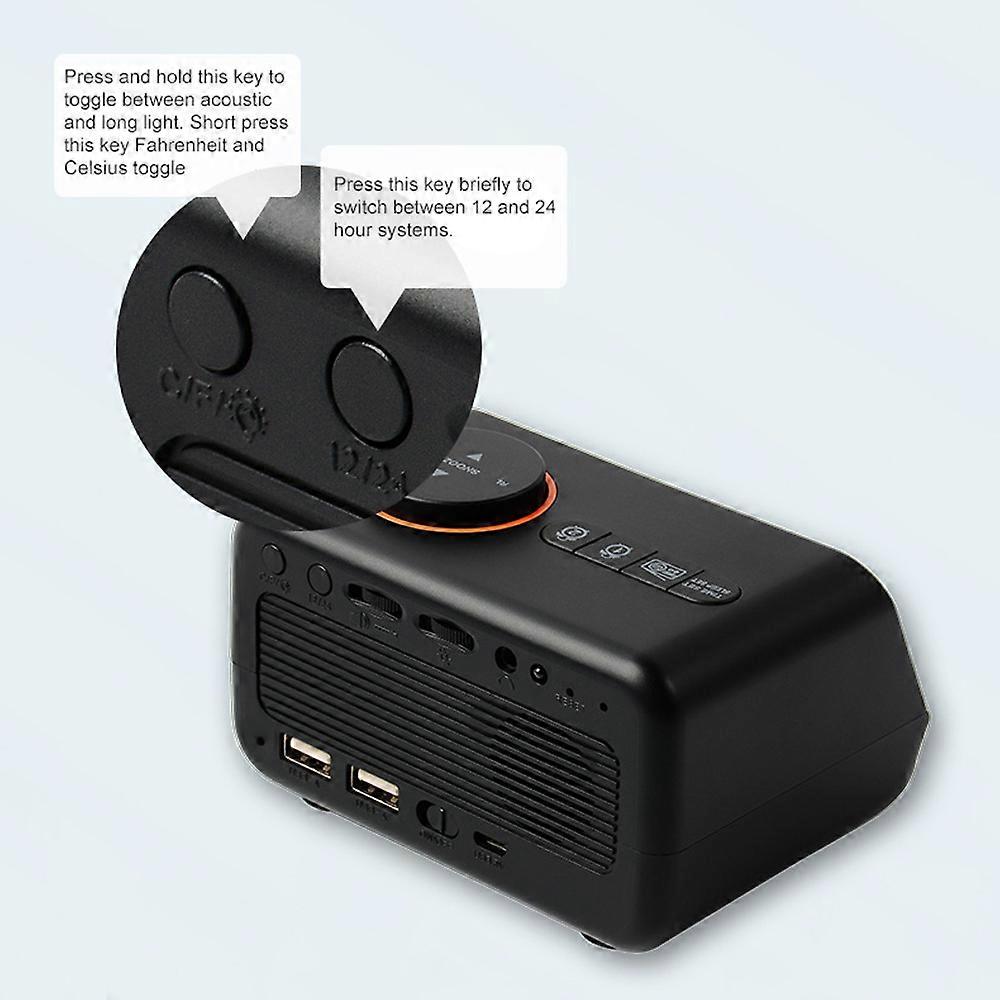 Multifunctional Alarm Clock with FM Radio Rechargeable LED Digital Clock with Temperature and Humidity Display Support Sound-Activated/Keep-on Switch