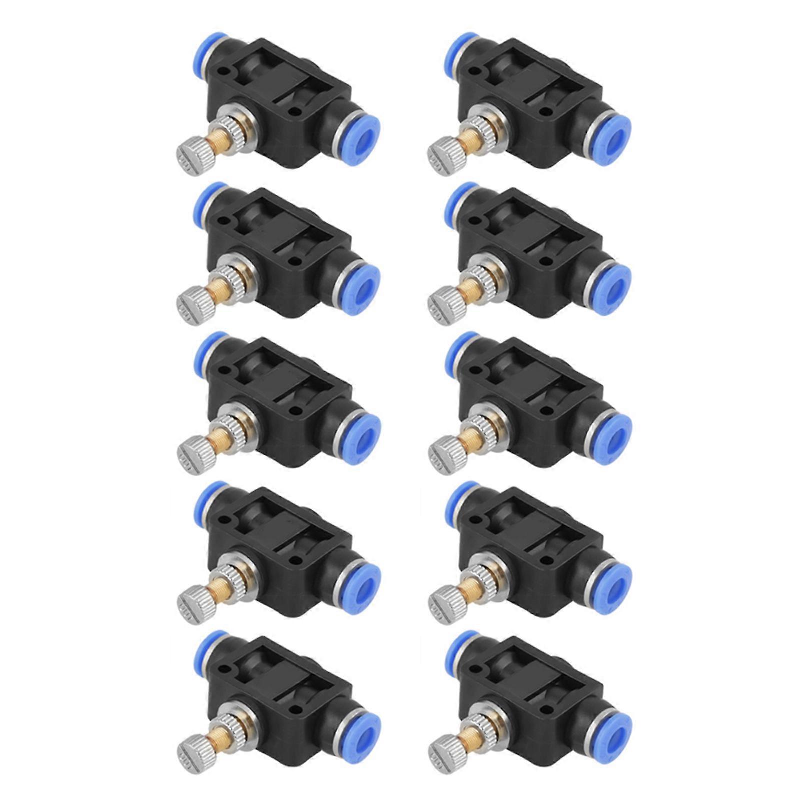 10 pcs/set Push In Speed Controller 6mm Pneumatic Air Flow Control Valve Connector