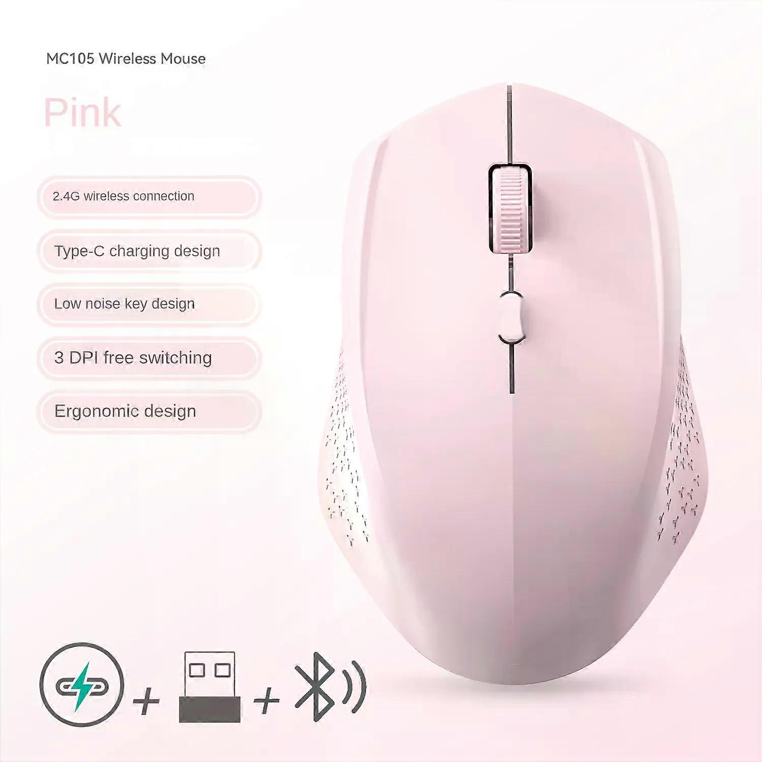 Rechargeable Bluetooth-compatible Wireless Mouse Optical Mice with USB RGB 1600DPI Mouse for Computer Laptop PC Mute Mouse