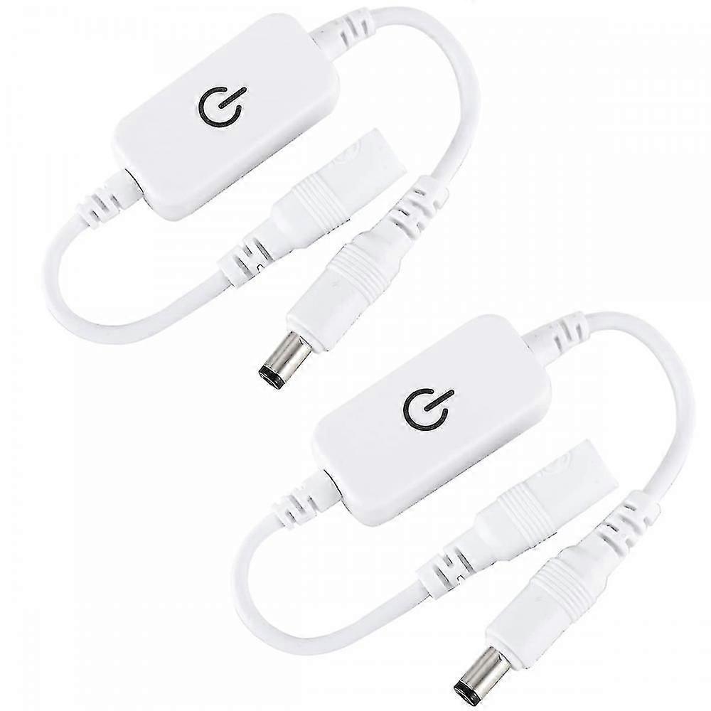 2pcs 12-24v 4a Single Color Led Strip Light Brightness Controller On/off In-line Dc Mini Led Touch(white)