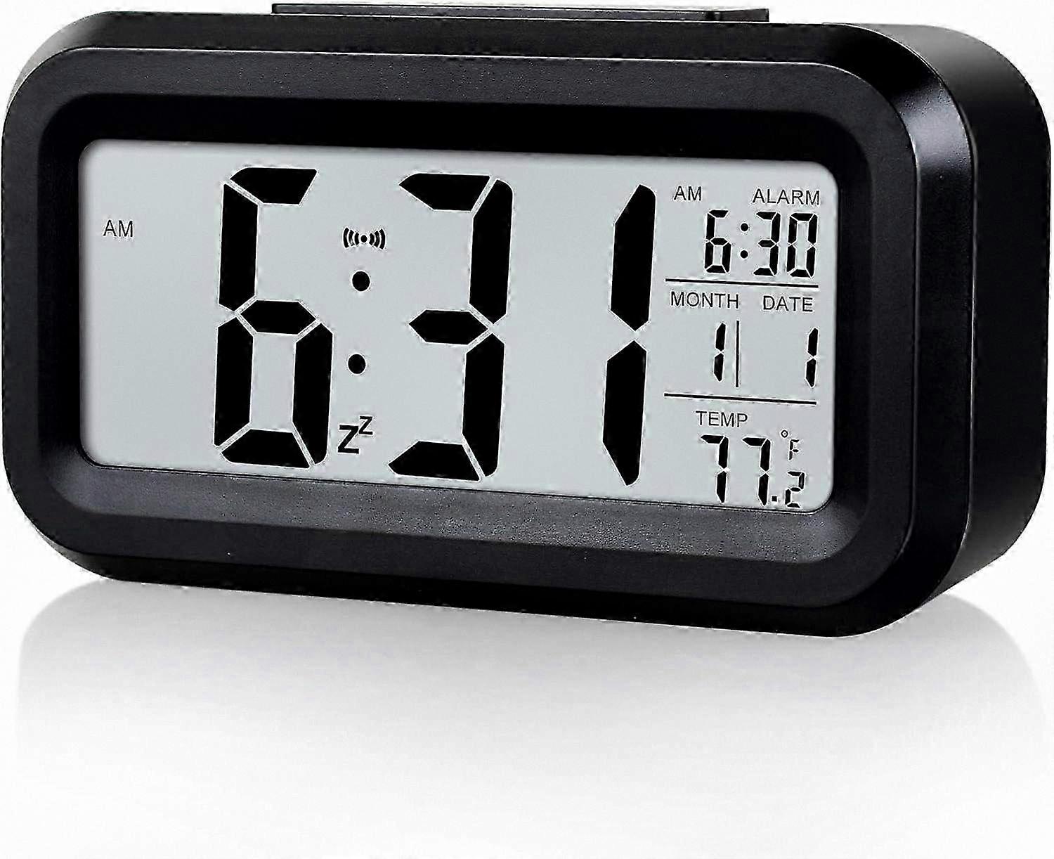 Kids' Digital Alarm Clock with Battery Power, Snooze Feature, Night Light, Simple Setup for Bedroom in Black