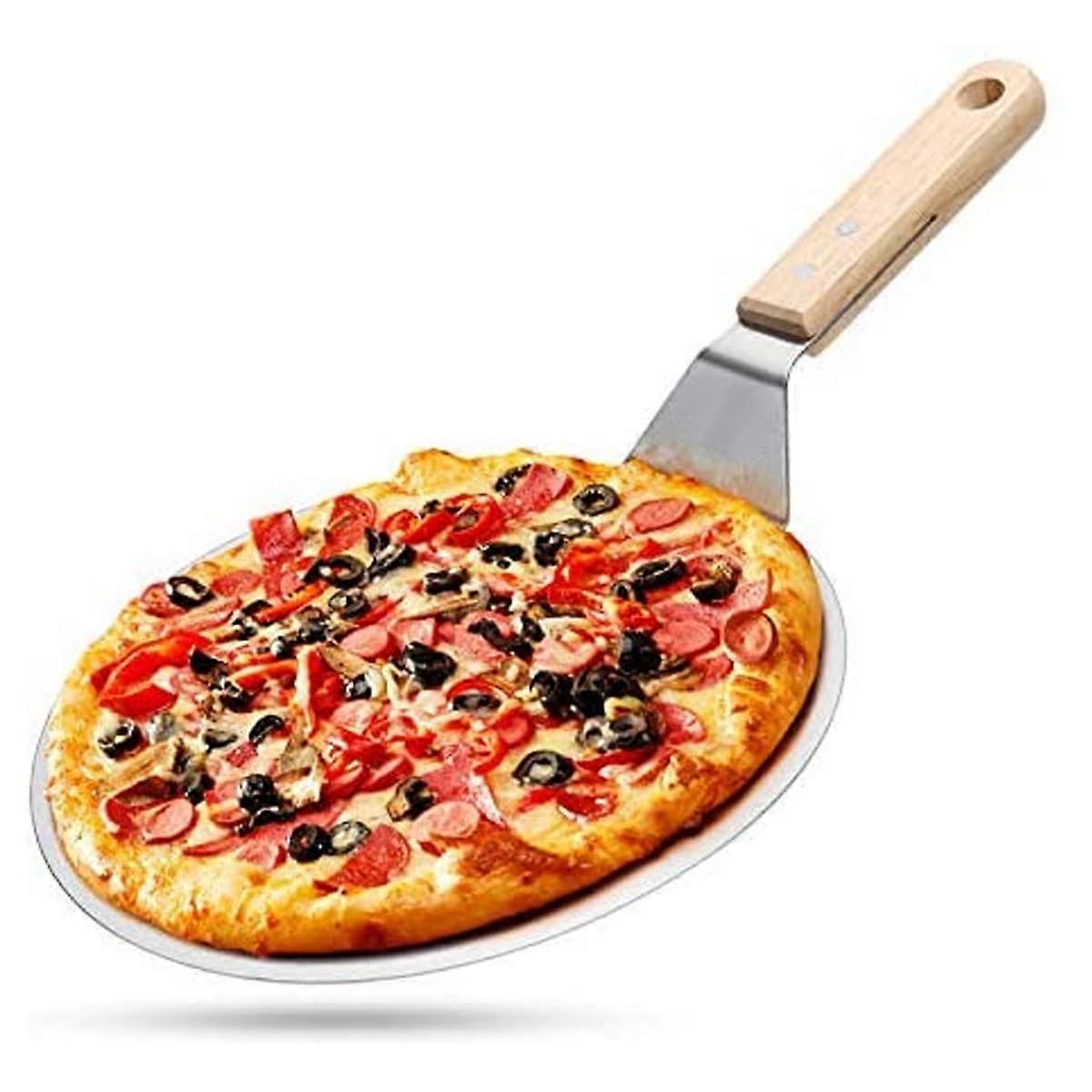 Stainless Steel Large Pizza Peel for Baking Homemade Pizza, Bread, and Cheese - 14 Inch Wide Serving Tray