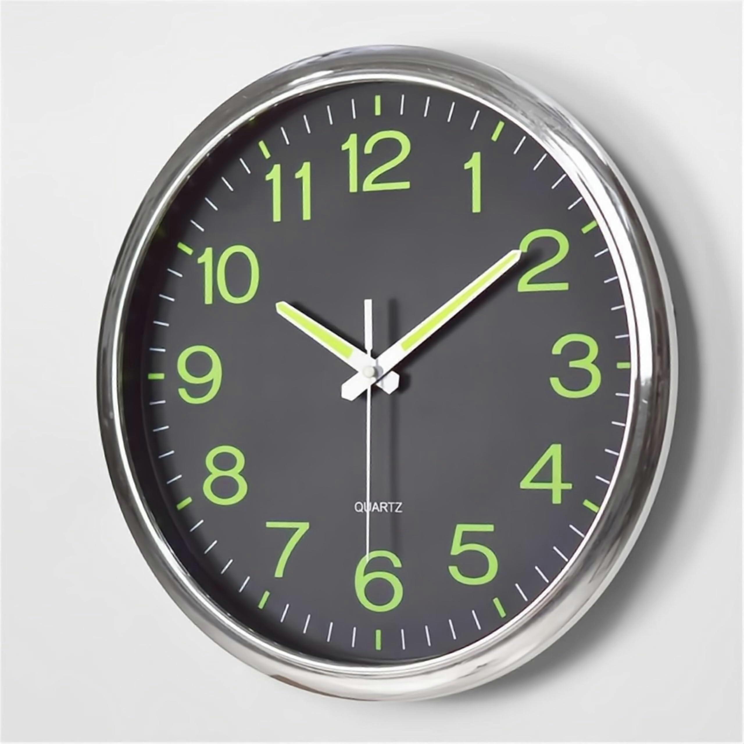 12 Inches Night Light Wall Clock with Silent Non-Ticking Feature, Easy to Read Big Solid Numbers for Day and Night Use