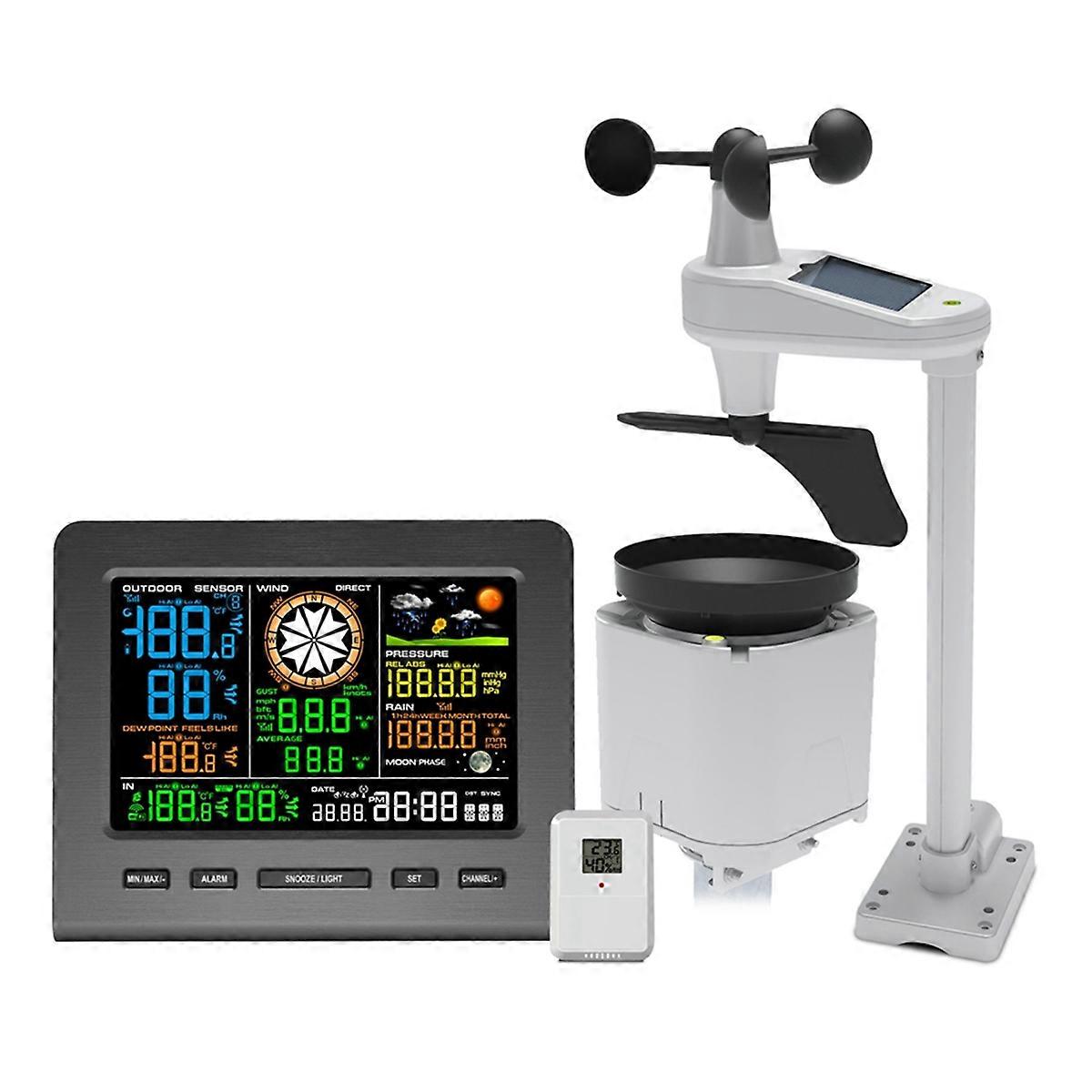 5-in-1 Wi-Fi Weather Station Display &Wind Speed and Direction Rainfall Weather Forecasts Temperatu