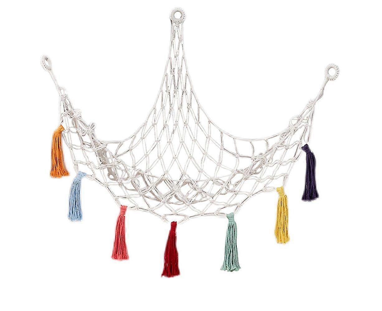 Boho Toy Hammock Net Organizer for Kids - Stylish Storage for Stuffed Animals & Toys - Space-Saving Design