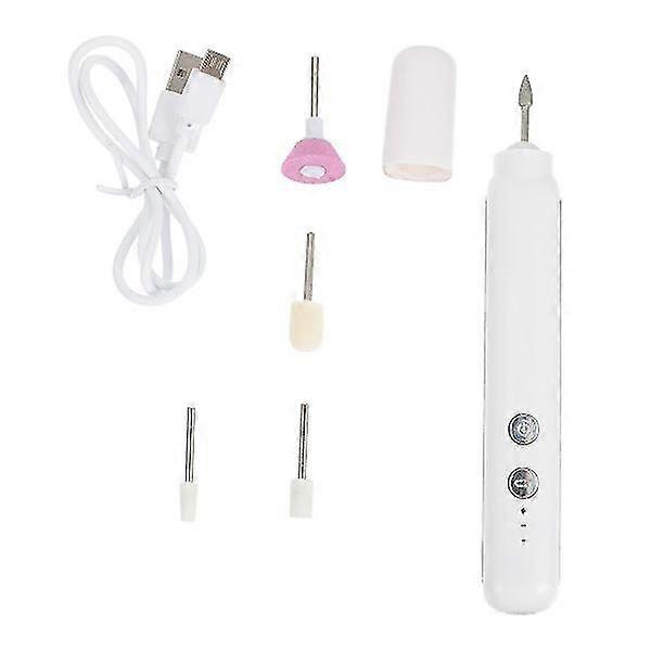 Compact Electric Nail Drill Machine for Manicure & Pedicure - Polishing Tool with 5 Bits & USB Cable