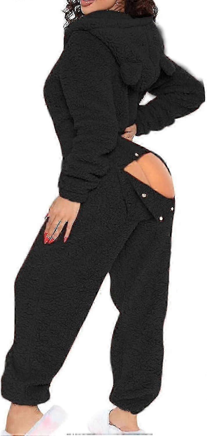 مثير الكبار Onesie بيجاما للنساء بعقب رفرف الصوف مقنعين قطعة واحدة بيجاما المرأة رقيق ملابس النوم