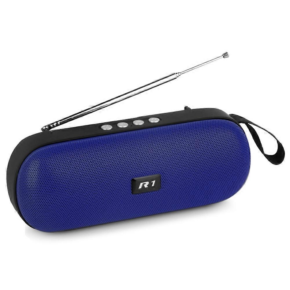 R1 FM Radio Portable Speaker TWS Bluetooth-compatible Bass Sound Subwoofer - Blue