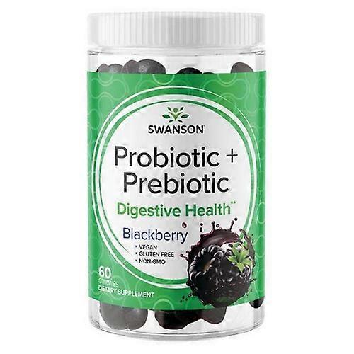 Swanson Vitamins Probiotic + Prebiotic Gummies Blackberry,1.5 Billion CFU,60 Count