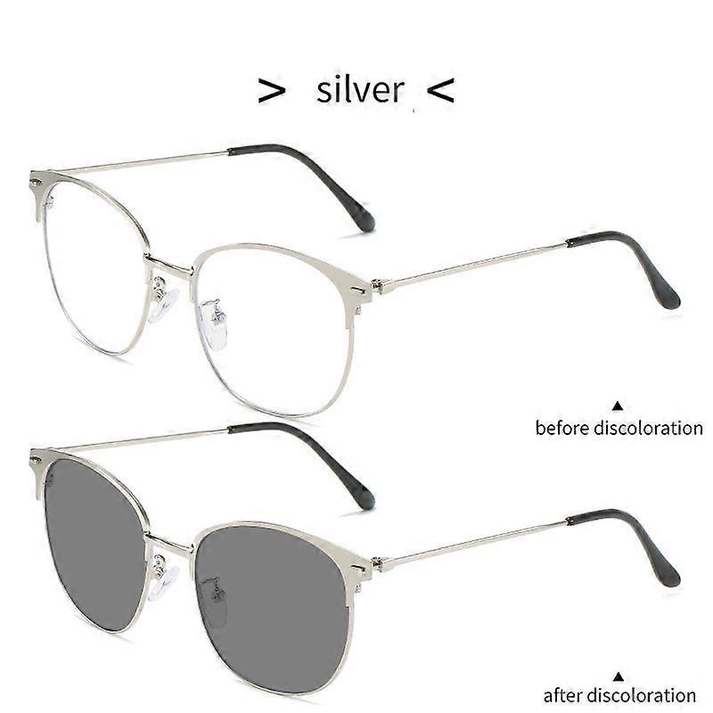 Metal Photochromic Anti Blue Light Glasses Men Transparent Computer Gaming Glasses Vintage Optical Eyeglasses Frames Spectacle