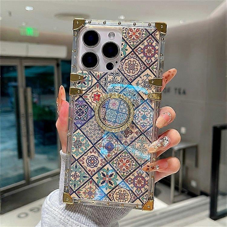 For iPhone 16 Pro Max Case Ethnic Style Pattern Electroplating TPU + PC Phone Cover with Kickstand