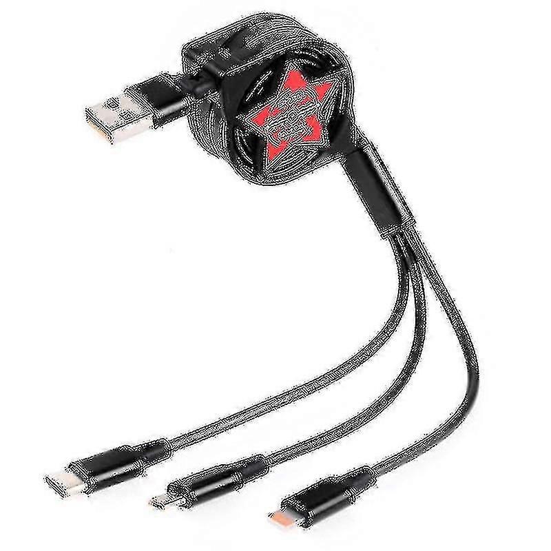1.2m 3 In 1 Usb To Usb-c / Type-c + 8pin + Micro Usb Retractable Data