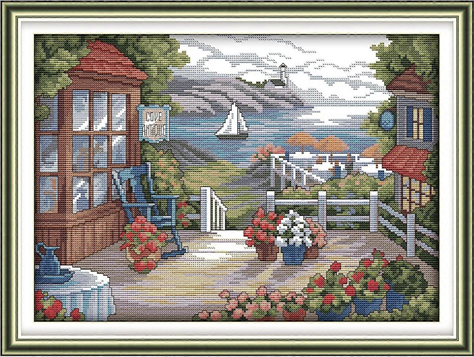 JUSCH Stamped Cross Stitch Kits for Beginners Full Range of Crossstitching Kits Preprinted Pattern for Kids or Adults, Embroidery Needlepoint Starter 