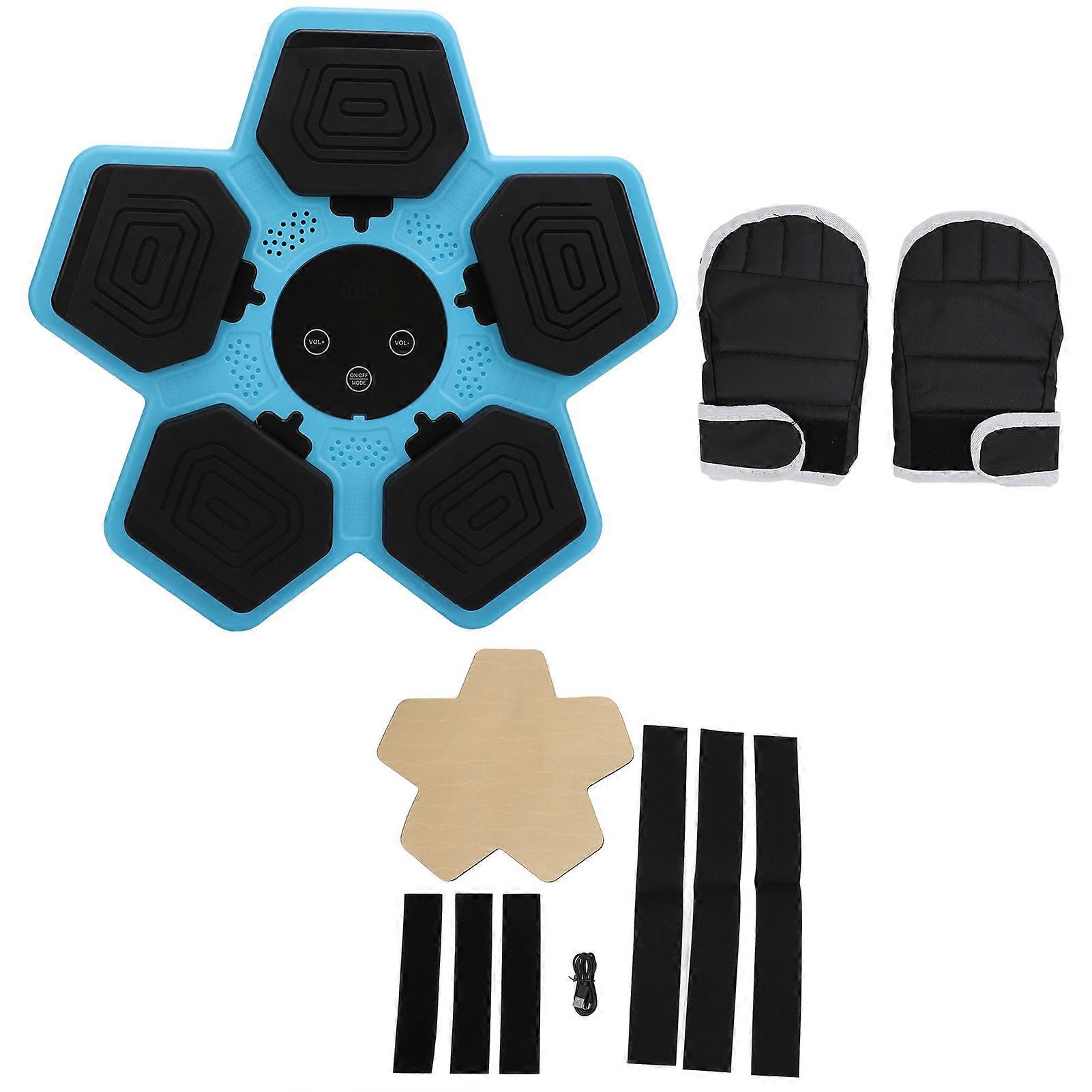 Kids Music Boxing Machine Fitness Interactive Smart Music Punching Target Wall Mounted Punching Pad Machine for Indoor Home Blue