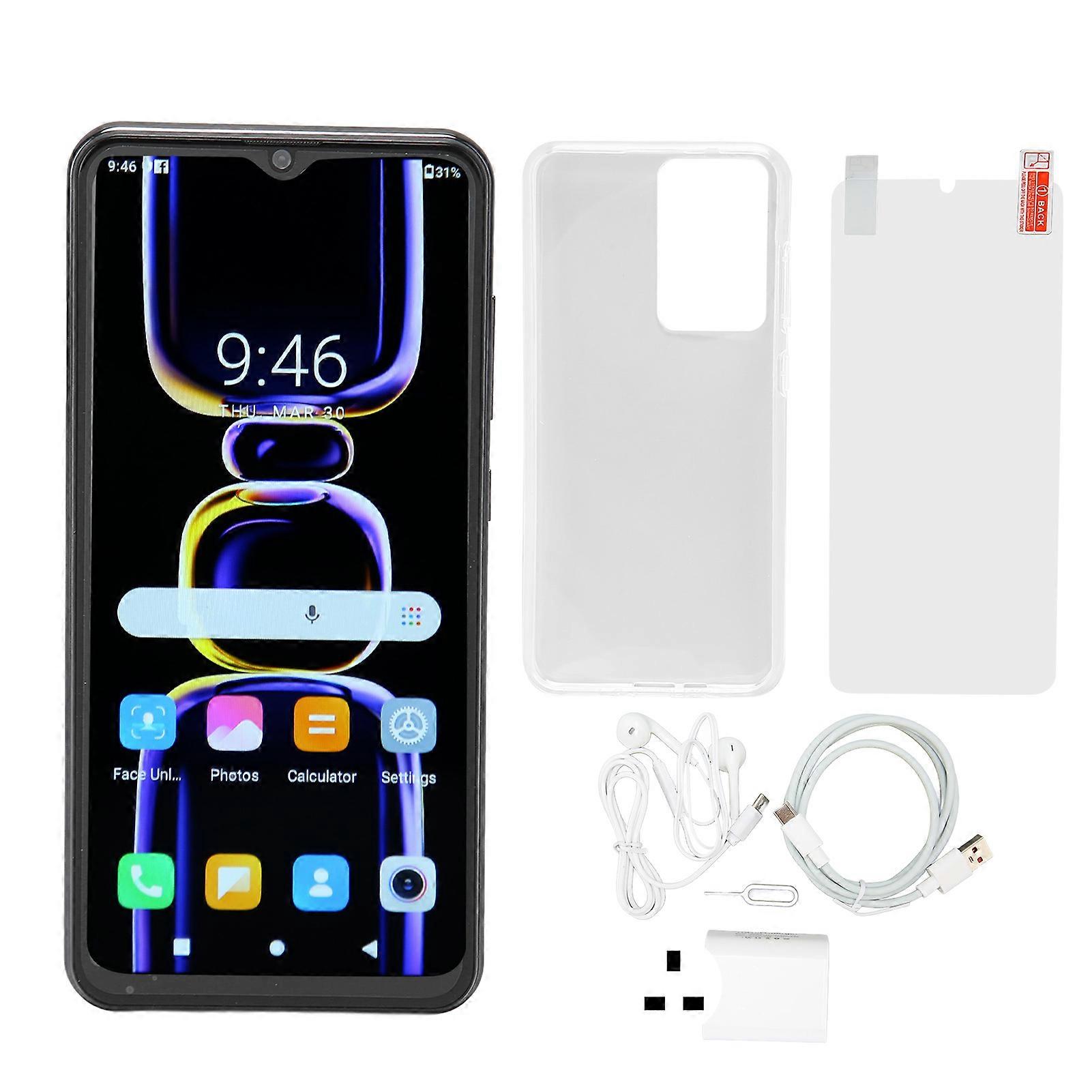 6.53in K60 6GB RAM 128GB ROM Face Identification FHD Octa Core Processor Smart Phone for Android12 Black
