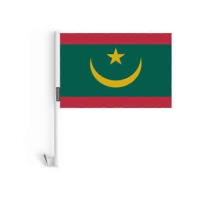 Car Flag Mauritania – 14 x 21 cm – Polyester Fabric – Window Attachment – 20 pieces