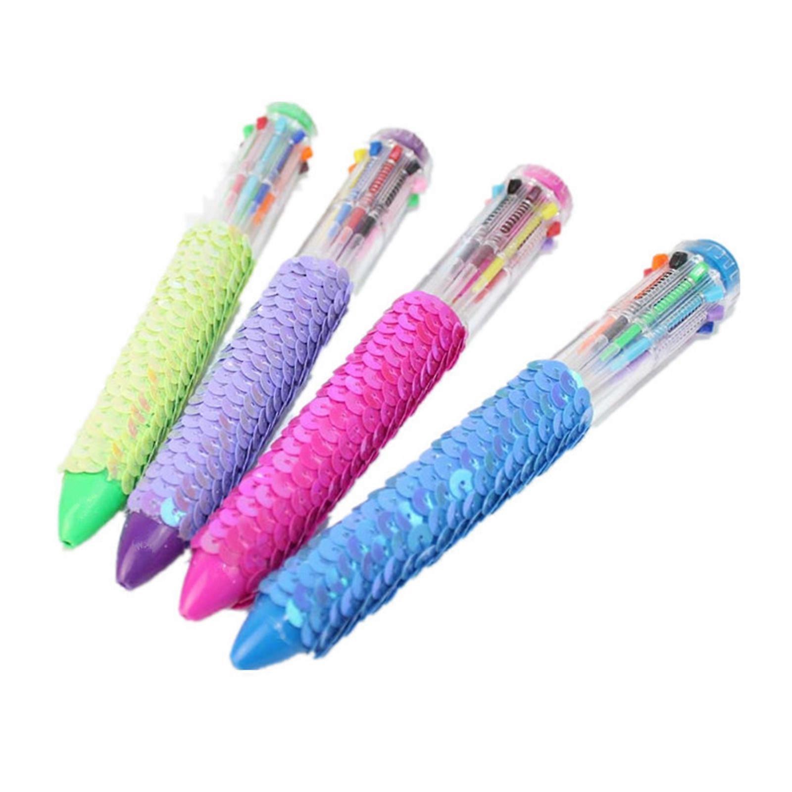 4 Pcs Shuttle Pen Multicoloured Pen 0.7mm Ballpoint Pen 10-in-1 Retractable Ballpoint Pen Writing Tool for Students
