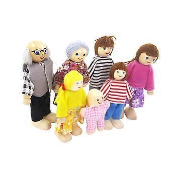 Lalki rodzinne ludzi - elastyczne lalki z drewna i tkaniny - Mini lalki do miniaturowych akcesoriów do domku dla lalek w skali 1:12 - prezent