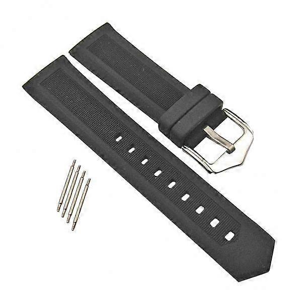 2-3pack Silicone Rubber Watch Bands Waterproof Strap with Spring Bar Black 22mm