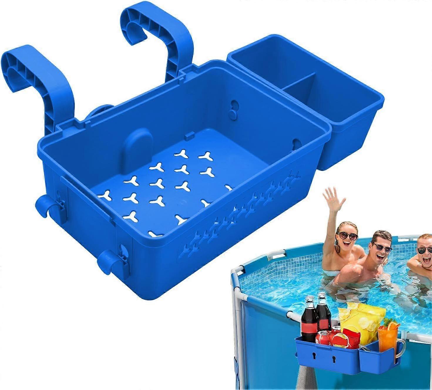 Poolside Storage Basket With Cup Holder Removable Hanging Storage Basket - Blue