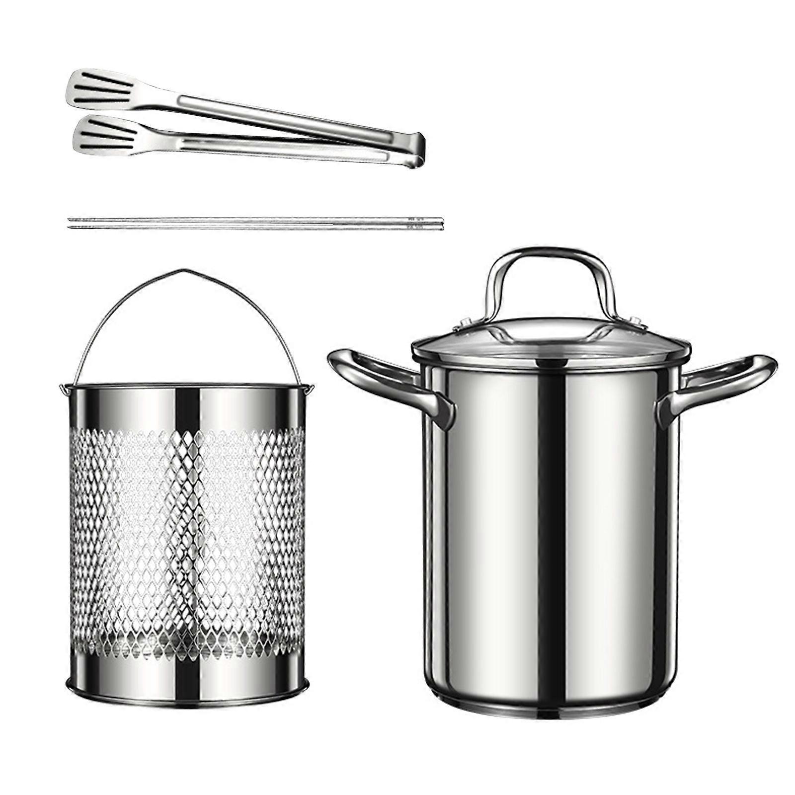 Comode pentole da cucina Comode pentole da cucina Pentole per friggitrice addensate con coperchio a cestello Pinze Bacchette